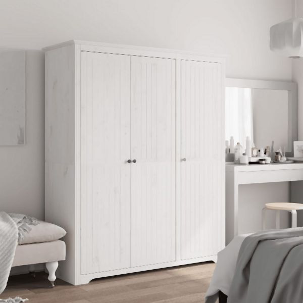 vidaXL Kleiderschrank BODO Weiß 146x53,5x173 cm Massivholz Kiefer, 355062