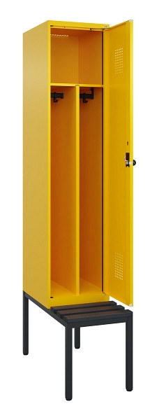 C+P Spind Evolo PLUS, 1 Abteile, 2120x400x815mm, 1023/1023, Haken 4, Drehriegel, Sitzfläche Kunststoff, Sitzbank, Trennwand, 0490507-12F S10076