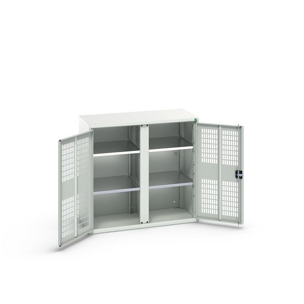 bott verso Garderobenschrank mit Belüftung, mit 4 Fachböden und Trennwand, BxTxH: 1050 x 550 x 1000 mm, Lichtgrau / Lichtgrau, 16926763.16