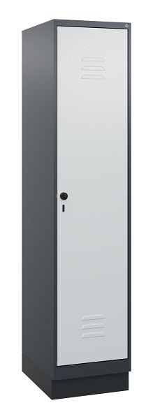 C+P Umkleidespind Classic PLUS mit Mitteltrennwand, Sockel, 1800x400x500mm, 7016/7035, Drehriegel, 0800207-12F S10013