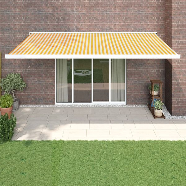 vidaXL Markise Einziehbar Gelb und Weiß 5x3 m Stoff und Aluminium, 3154585