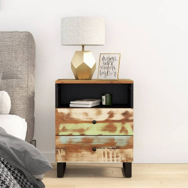vidaXL Nachttisch 50x33x62 cm Altholz Massiv & Holzwerkstoff, 350666