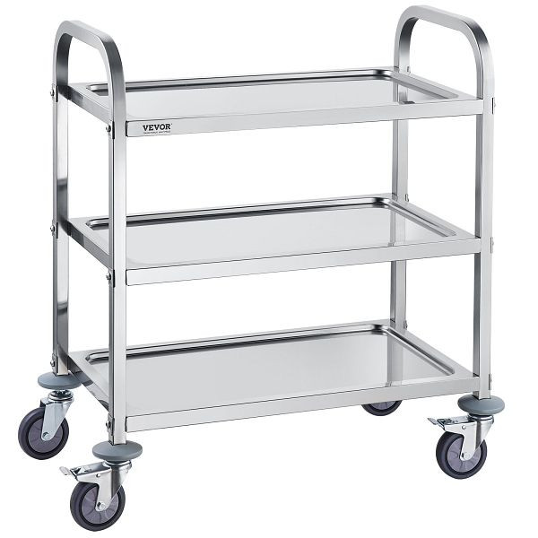 VEVOR 3-stufiger Mobiler Laborwagen Edelstahl 181kg Laborklinik Medizintechnik, SYSSTCFB20134R3PNV0