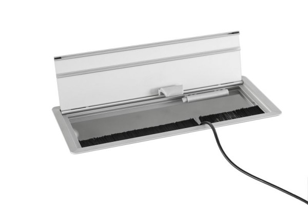 Hammerbacher Kabelklappe, 30cm mit Einbau, Aluminium, 30x12 cm (BxT), VELKL31/S