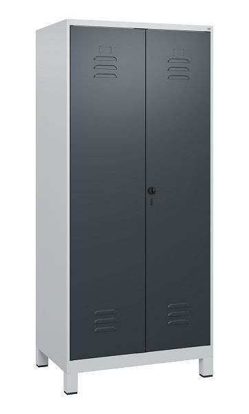 C+P Umkleidespind Classic PLUS, Doppel-Spind, Füße, 2 Abteile, 1800x800x500mm, 7035/7016, Drehriegel, 0800127-22P S10008