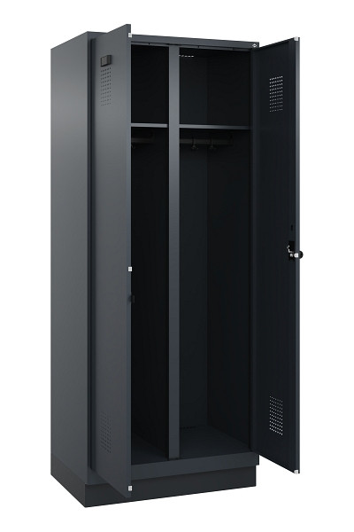 C+P Schwarz-Weiß-Spind Evolo PLUS, mit Sockel, 2 Abteile, 1950x800x500mm, 7016/7, RAL 7016 Anthrazitgrau, Drehriegel, 049022-22 S10016
