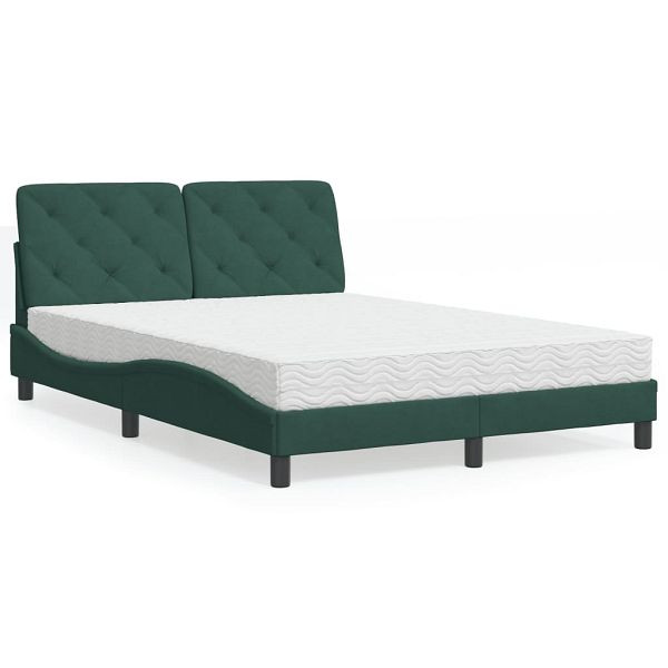 vidaXL Bett mit Matratze Dunkelgrün 140x200 cm Samt, 3208661