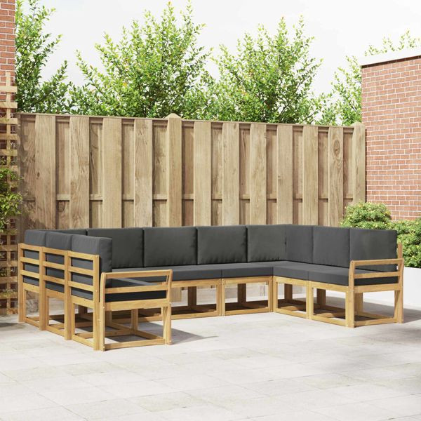 vidaXL Outdoor-Sofagarnitur mit Kissen 9-teilig Weiß und Anthrazit, 3388221