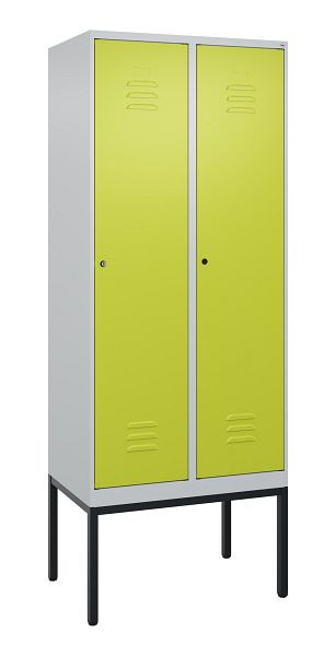 C+P Umkleidespind Classic PLUS mit Mitteltrennwand, Gestell, 2 Abteile, 2120x800x500mm, 7035/0024, Zylinderschlösser, 0800307-22F S10025