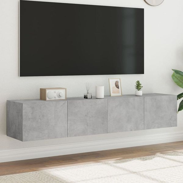 vidaXL TV-Wandschränke mit LED-Leuchten 2 Stück Betongrau 80x35x31 cm, 837288