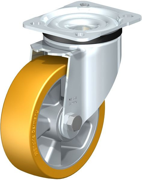 Blickle LK-ALTH 125K-1 Stahlblech-Lenkrolle, schwere Ausführung, mit Anschraubplatte, Blickle Extrathane®, Hellbraun, 265777