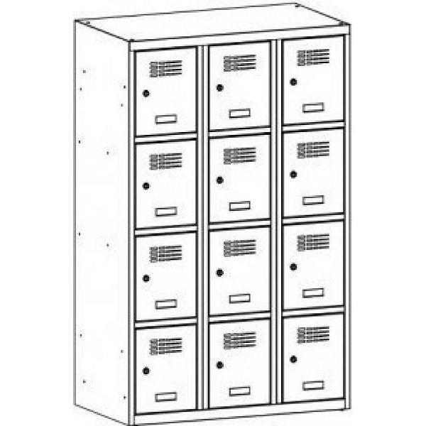 Eurobox Garderobenspind, 3 Abteile 12 Fächer, 400 mm, H: 1450 mm, 0720-040304
