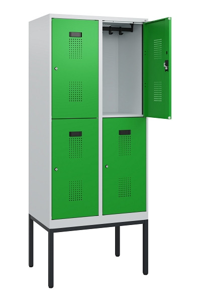 C+P Doppelstock-Spind Evolo PLUS, Gestell, 4 Fächer, 1950x800x500mm, 7035/6037, Zylinderschloss, 0493305-22 S10038