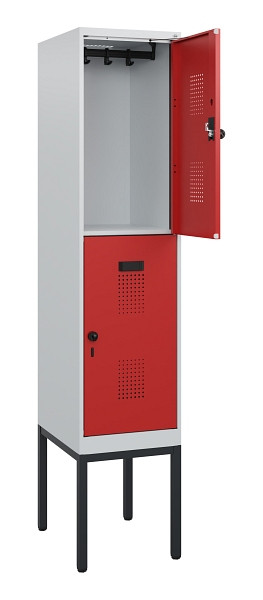 C+P Doppelstock-Spind Evolo PLUS, Gestell, 2 Fächer, 1950x400x500mm, 7035/3000, Drehriegel, 0493305-12 S10003