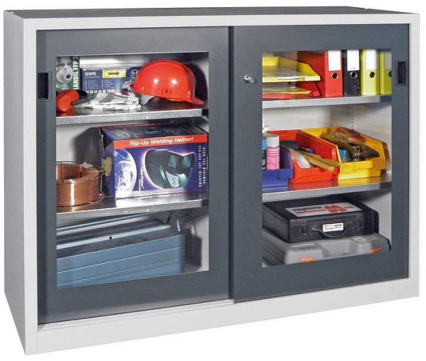 Pavoy Schiebetürenschrank 1200/400/1500, Böden gepulvert, Sichtfenster, 30301-150-491-611
