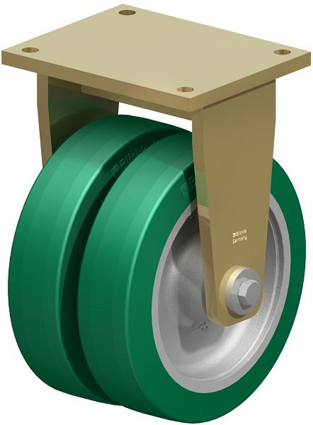 Blickle BSD-GST 302K Stahlgeschweißte Schwerlast-Doppel-Bockrolle, Blickle Softhane®, Grün, 754219