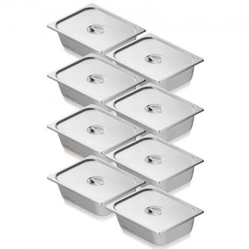 VEVOR 8 x Hotelpfannen Gastronormbehälter Edelstahl 1/2-Größe 326x266x102mm, 12BCCPBXG8JTGXJ0JV0