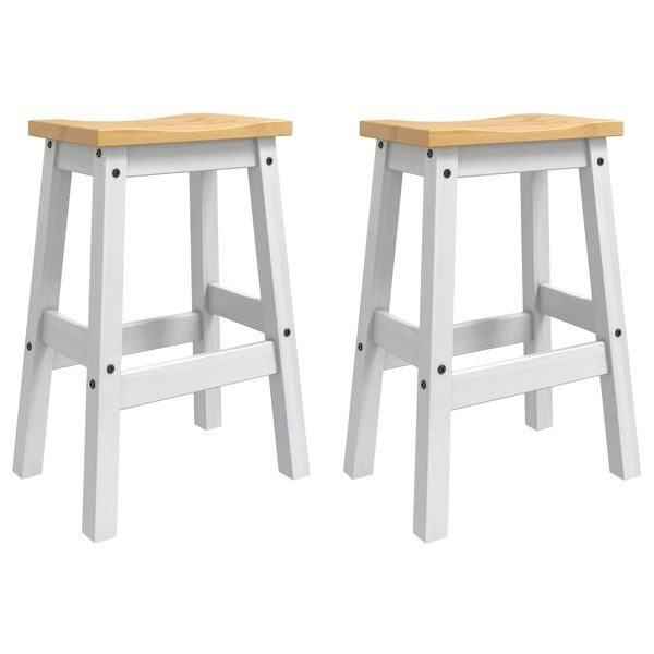vidaXL Barhocker 2-teilig Weiß und Honigwachs 44 x 30 x 63 cm, 42033391