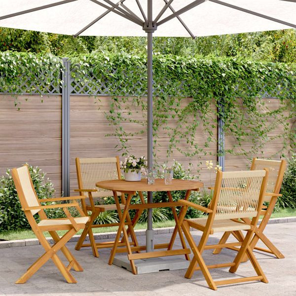 vidaXL 5-teilig Garten-Essgruppe Polypropylen und Massivholz Beige, 3281819