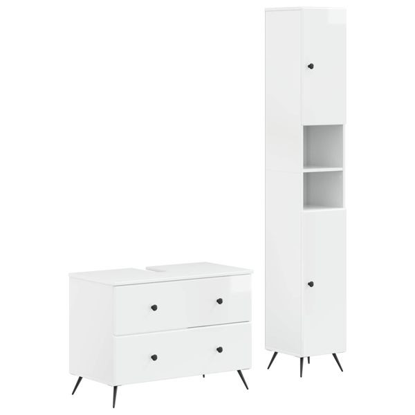 vidaXL 2-teiliges Badezimmer Schrank Set BREDA Hochglanz Weiß, 3417562