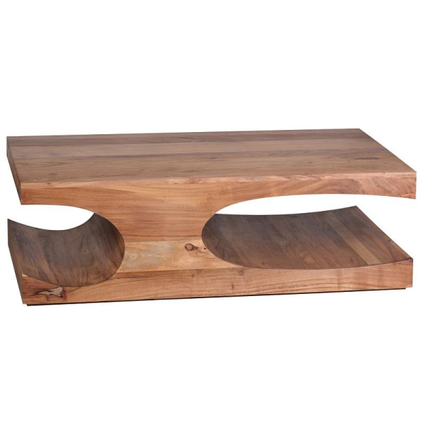 Wohnling Couchtisch BOHA Massivholz Akazie 118 cm breit Design dunkelbraun Landhaus-Stil, WL1.522