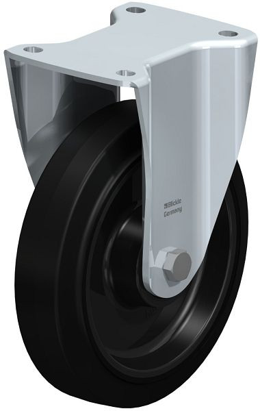 Blickle BH-POEV 200KD Stahlblech-Bockrolle, Schwerlast-Ausführung, mit Anschraubplatte, Elastik-Vollgummi, Schwarz, 97337