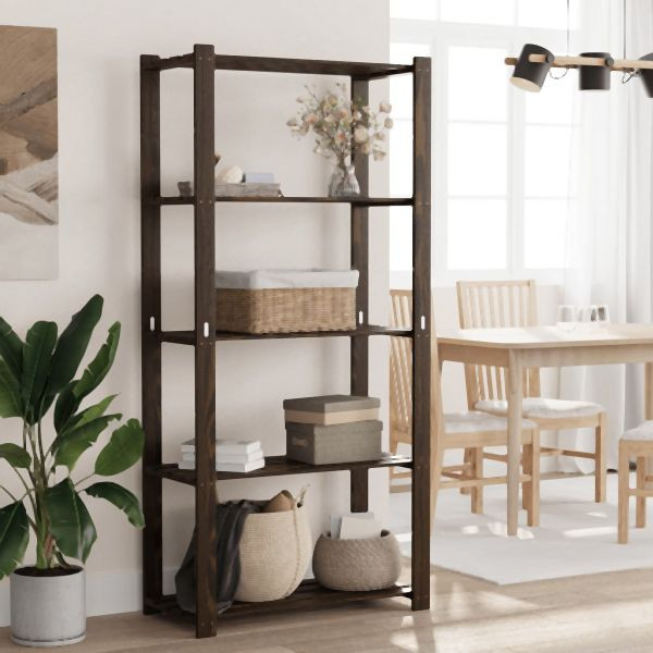 vidaXL Lagerregal mit 5 Böden Schwarz 80x38x170 cm Massivholz Kiefer, 373407