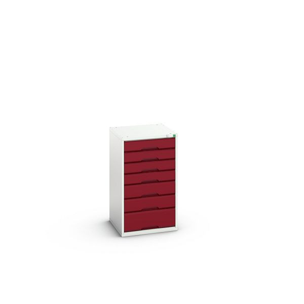 bott verso Schubladenschrank, mit 7 Schubladen, BxTxH: 525 x 550 x 900 mm, Lichtgrau / Purpurrot, 16925029.24