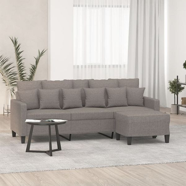 vidaXL 3-Sitzer-Sofa mit Hocker Taupe 180 cm Stoff, 3201096
