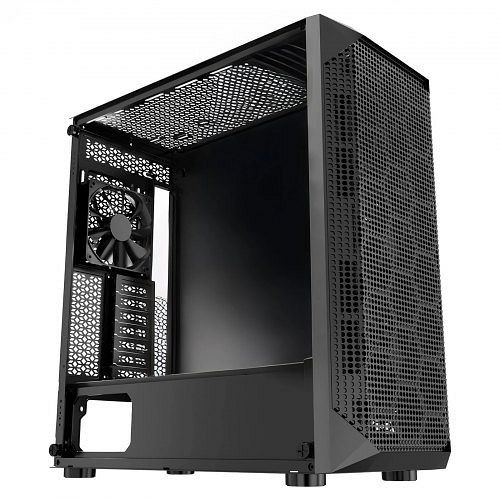 VEVOR PC-Gaming-Gehäuse, Mid-Tower, Glas, hoher Luftstrom, Staubfilter, 4x 120mm Lüfter, für GPUs bis 270mm, ATX/M-ATX/ITX, DNJXZT120MMBU4Q2Z001V9