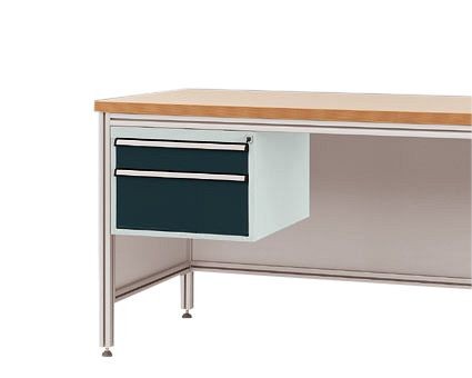 Manuflex Gehäuse-Unterbau für ALU-Arbeitstische, Nutzhöhe 300 mm mit 2 Schubfächern, für Tischtiefe 800 mm, Anthrazit, ZB4572.7016