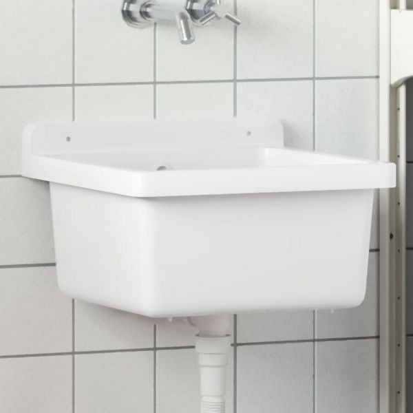 vidaXL Ausgussbecken Wandmontage Weiß 40x40x24 cm Harz, 4002793