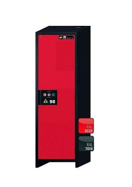 asecos Sicherheitsschrank Q-CLASSIC-90, Q90.195.060.R in verkehrsrot RAL 3020 mit 4x Auszugswanne Standard (Edelstahl), 30073-046-33424