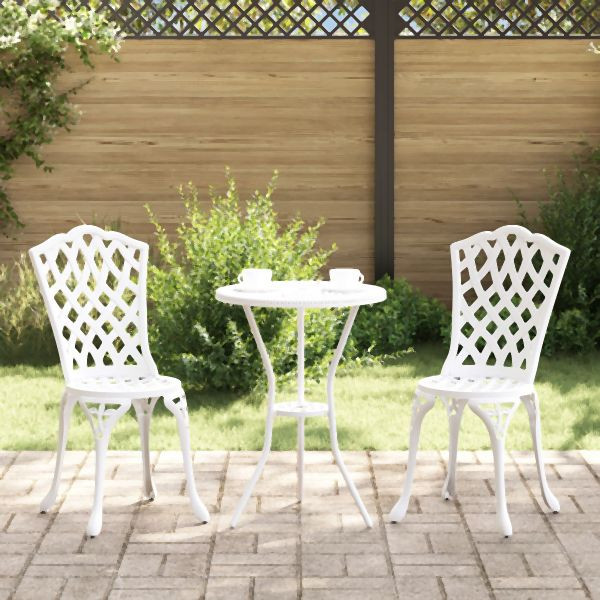 vidaXL Gartenstühle 2 Stück Weiß Gussaluminium, 42002396