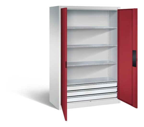C+P Werkzeugschrank Acurado, H1950xB1200xT600mm, Farbe: Lichtgrau / Rubinrot, Muldengriff, 8932-523 S10109