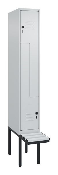 C+P Z-Spind Classic PLUS, Bank, 2 Abteile, 2120x300x815mm, 7035/7035, Drehriegel, 0800437-102 S10039