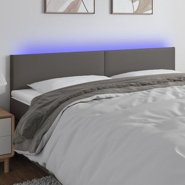 vidaXL LED Kopfteil Grau 160x5x78/88 cm Kunstleder, 3121432