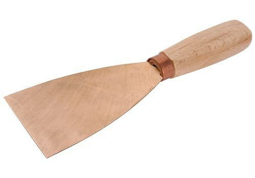 DENIOS Spachtel 80 mm biegsam, Kupfer-Beryllium, funkenfrei, für Ex-Zonen, 250395