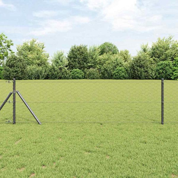 vidaXL Zaunpfosten Grau 10 x 0,6 m (50 mm Maschen) Stahl und PVC, 3352772