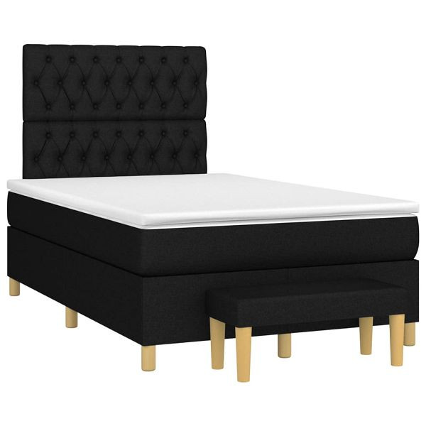 vidaXL Boxspringbett mit Matratze Schwarz 120x190 cm Stoff, 3270427