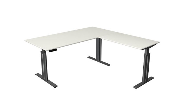 Kerkmann Sitz-/Stehtisch B 1800 x T 800 mm, mit Anbauelement 1000 x 600 mm, elektrisch höhenverstellbar von 720-1200 mm, Memory-Funktion, weiß, 10324510