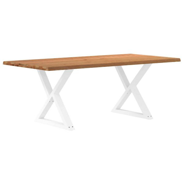 vidaXL Esstisch mit Baumkanten Hellbraun 200x100x74cm Massivholz Eiche, 3304624