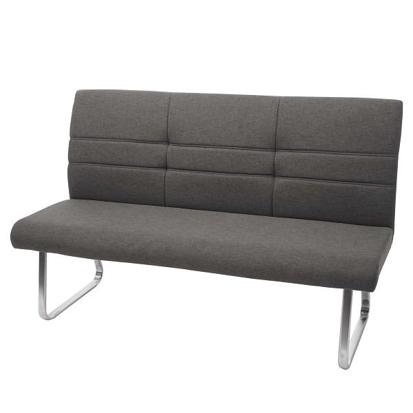 Mendler Sitzbank HWC-G55, Esszimmerbank Bank, Stoff/Textil Edelstahl gebürstet, grau-braun 180cm, 73577+73578
