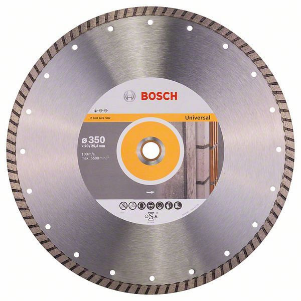 Bosch Diamanttrennscheibe Standard for Universal Turbo, 350 x 20,00/25,40 x 3 x 10, 2608602587