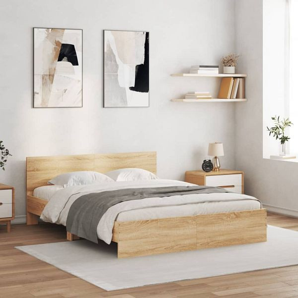vidaXL Bettgestell mit Kopfteil Sonoma-Eiche 140x200 cm, 3207485