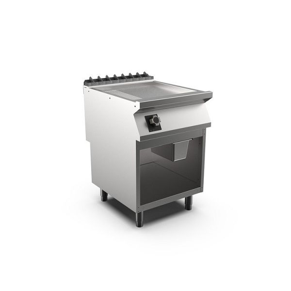 Mareno M1-700 elektrische Grillplatte mit 2/3 glatter und 1/3 gerippter Mattchromplatte, 60cm, FT76EMCSG, 171.247
