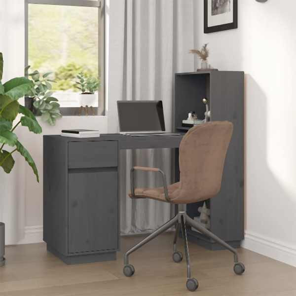 vidaXL Schreibtisch Grau 110x53x117 cm Massivholz Kiefer, 814511