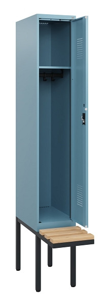 C+P Spind Evolo PLUS, 1 Abteil, 1950x300x815mm, 0010/0010, Zylinderschloss, Sitzfläche Holz, 0490405-10 S10048