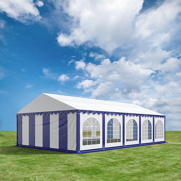 Toolport 5x10 m Partyzelt, PVC-Plane 500 g/m², blau-weiß, 6168