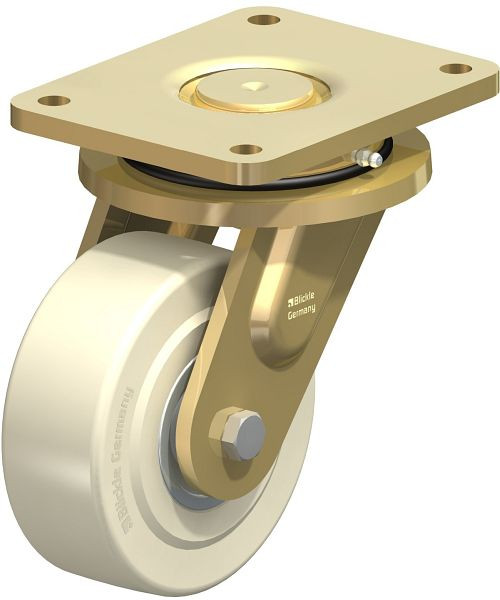 Blickle LS-GSPO 150K-35 Stahlgeschweißte Schwerlast-Lenkrolle, schwere Drehkranz-Ausführung, Gusspolyamid, Weiß, 608562